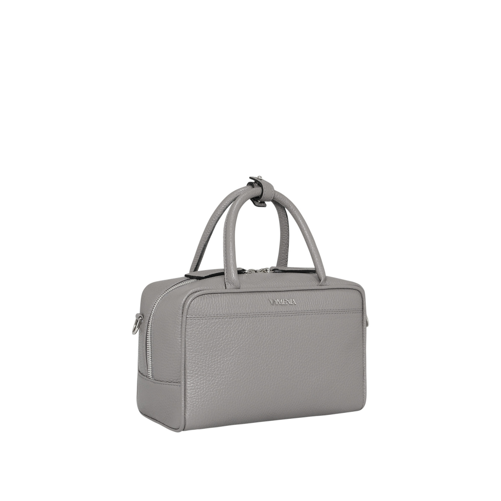 Crossbody Bag Henkeltasche aus genarbtem Kalbsleder in taupe